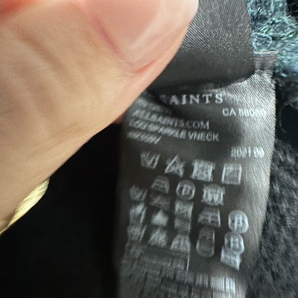 All Saints Lou Sparkle Sweater in Black & Forest Green Size Small EUC - Picture 7 of 8